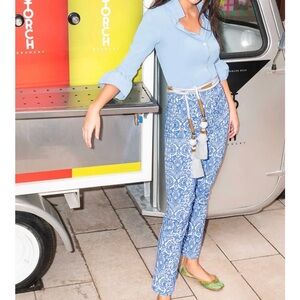 Gretchen Scott Designs Blue Paisley Cropped Pants NWT